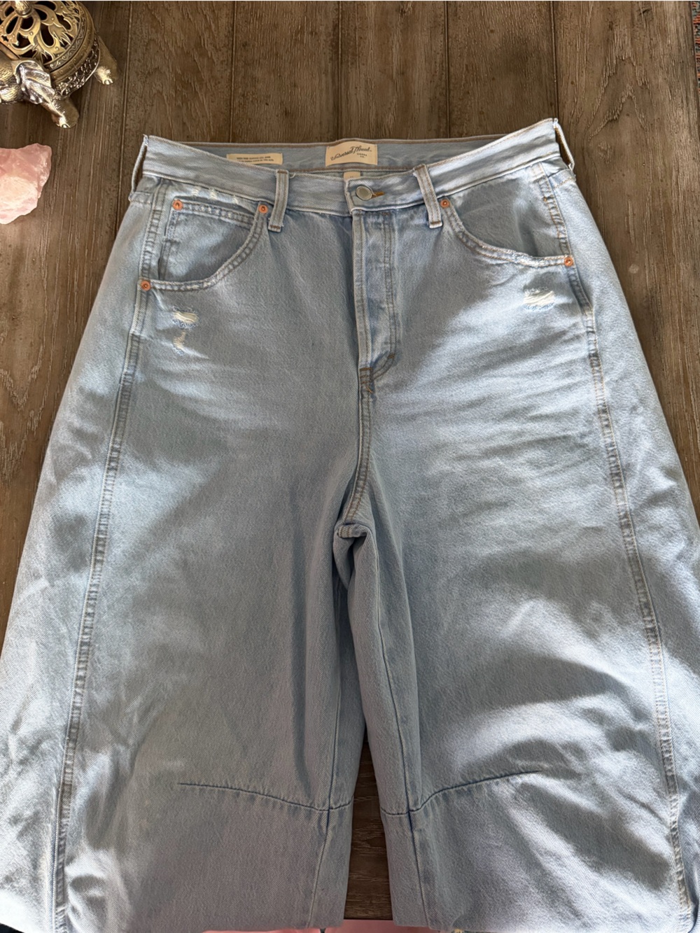 High Rise Barrel Light Wash Denim Jeans - Picture 2 of 13